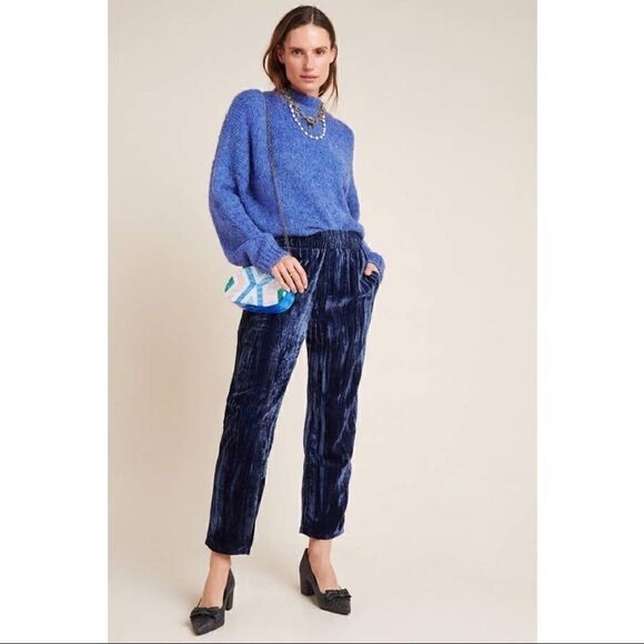 NEW Anthropologie Tina + Jo Josephine Velvet Tapered Trousers Lounge Pants Small - Picture 1 of 2
